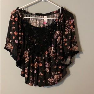 black floral blouse